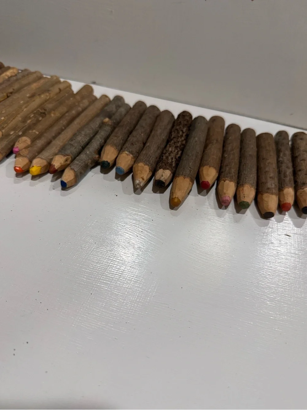 Rustic Bark Colored Pencil Set - Brown Natural Twigs Finish 33 Count